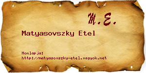 Matyasovszky Etel névjegykártya